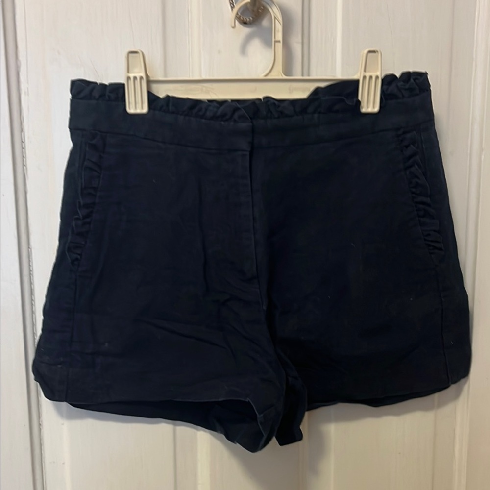 J.Crew Factory Navy Linen Ruffle Short